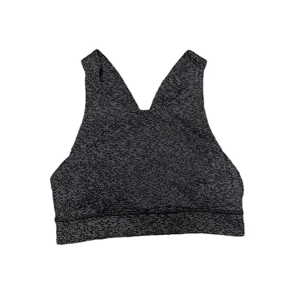 Lululemon Athletica Fast Free High Neck Razorback Gray Black Sport Bra